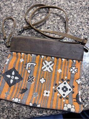 Myra Bag Orange, Gray & Brown Patterned Crossbody